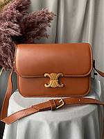 Женская сумочка Celine, кожаная сумка коричневая селин через плечо