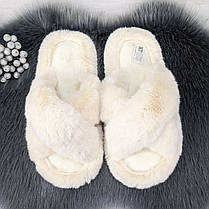 Капці жіночі хутряні білі штучне хутро Fangre 4356, фото 3