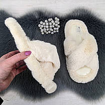 Капці жіночі хутряні білі штучне хутро Fangre 4356, фото 2