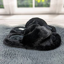 Капці жіночі хутряні чорні штучне хутро Fangre 4356, фото 2