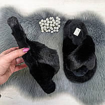 Капці жіночі хутряні чорні штучне хутро Fangre 4356, фото 3