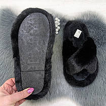 Капці жіночі хутряні чорні штучне хутро Fangre 4356, фото 4