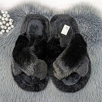 Капці жіночі хутряні чорні штучне хутро Fangre 4356, фото 5
