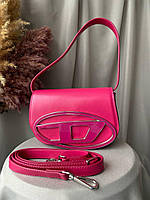 Женская сумочка Diesel, кожаная сумка дизель розовая через плечо