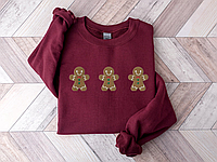 Свитшот Vintage Christmas бордовый Печать на толстовках Рубашка рождественской с вышивкой