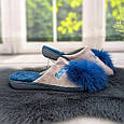 Тапочки жіночі домашні Белста сірі з синім помпоном Фламінго 2728, фото 3