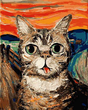 Картина за номерами 40х50 см Mariposa Кіт у стилі Ван Гога Художник Айя Трієр (RQ 2194)