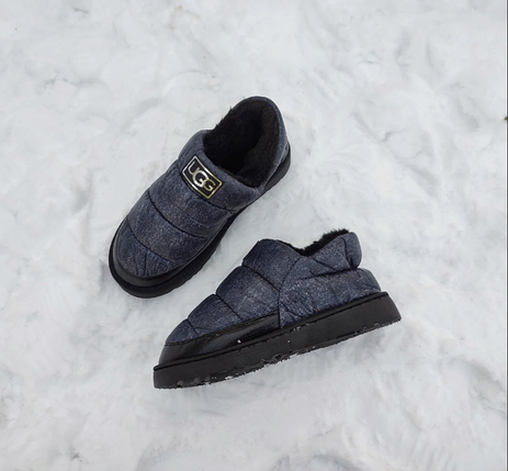 35-36 р Дутики слипоны UGG автоледи серые черные "С" на меху зимние мини угги укороченные мокасины теплые, фото 1