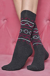 Шкарпетки жіночі з малюнком темно-сірого кольору розмір 36-40 170152P