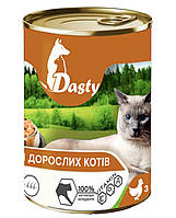 Повноціний вологий корм для дорослих кішок Dasty 415 гр (з куркою)