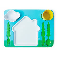 Набір дитячого посуду для обіду, зелений.