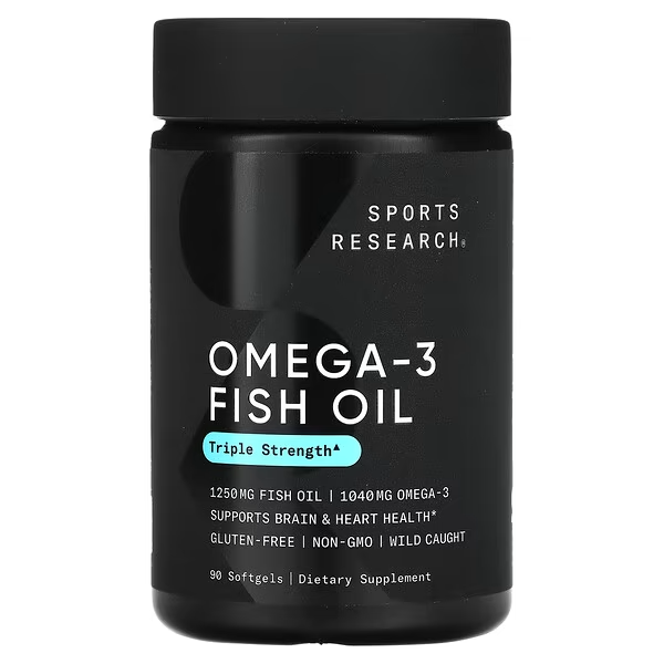 Риб’ячий жир з омега-3, потрійна сила, 1250 мг, Sports Research, 90 капсул