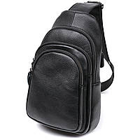 Компактная кожаная мужская сумка через плечо Vintage черная