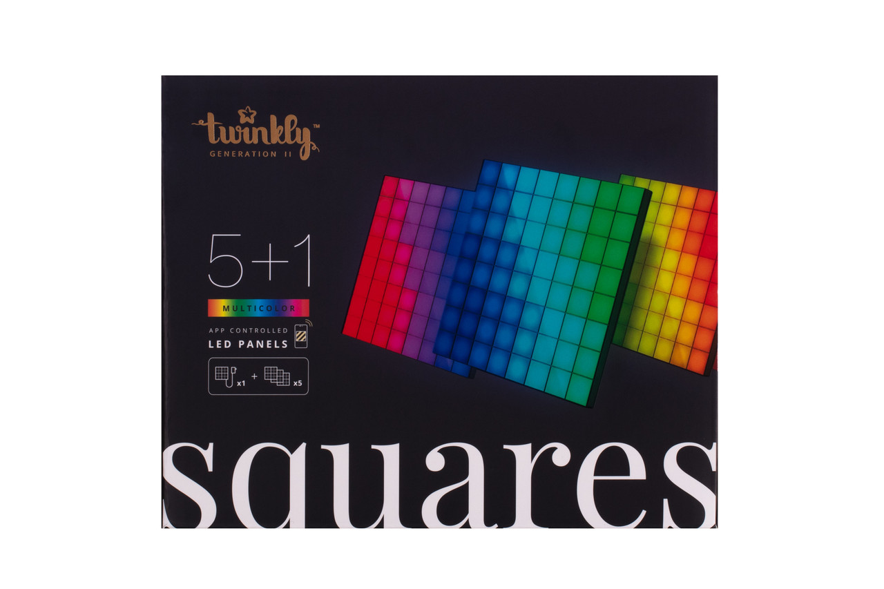 Панель Smart LED Twinkly Squares 1 Starter + 5 Extension RGB IP20 16x16см кабель білий Baumar - Час Купувати