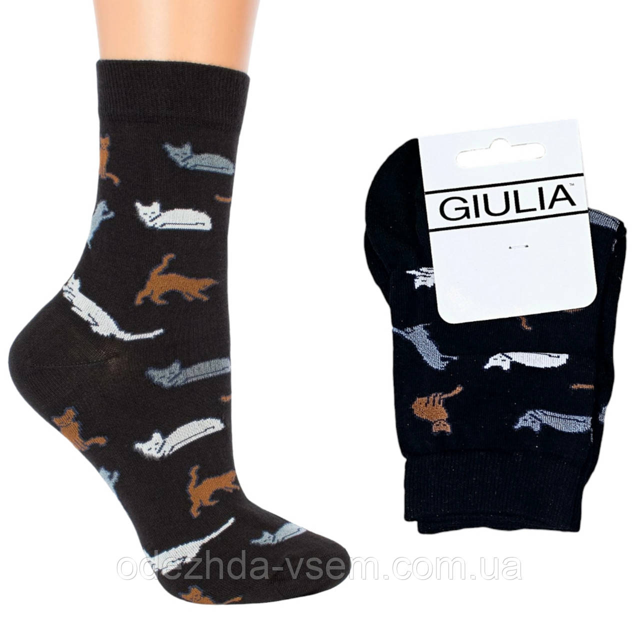 Шкарпетки з кошенятами та котами TM GIULIA (nero)