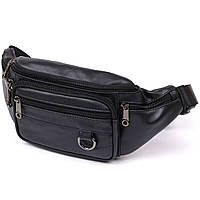 Качественная мужская кожаная сумка на пояс Vintage 20487 черный, барсетки сумки мужские из натуральной кожи
