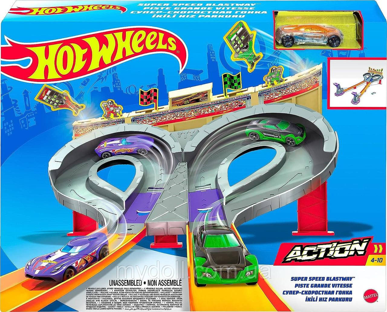 Трек Хот Вілс Шалені гонки Hot Wheels Super Speed Blastway Track Set CDL49 Ігровий набір Mattel Оригінал