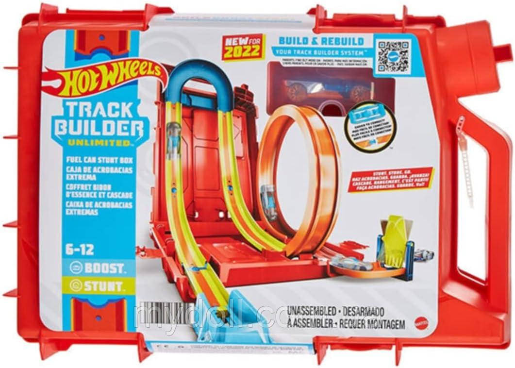 Трек Хот Вілс Турботрюки Hot Wheels Track Builder Unlimited Playset Fuel Can Stunt Box HDX78