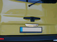 Хром планка над номером (однодверный, нижняя, нерж) С надписью, Carmos - Турецкая сталь для Renault Trafic от