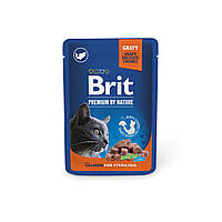 Влажный корм Brit Premium Cat pouch для стерилизованных кошек, лосось, 100 г d