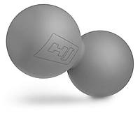 Силиконовый массажный двойной мяч 63 мм Hop-Sport HS-S063DMB серый l