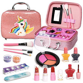 Дитяча косметика у валізці з єдинорогом для макіяжу і манікюру Рожевий (60404)