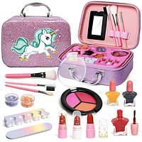 Дитяча косметика у валізці з єдинорогом для макіяжу і манікюру Фіолетовий (60406)