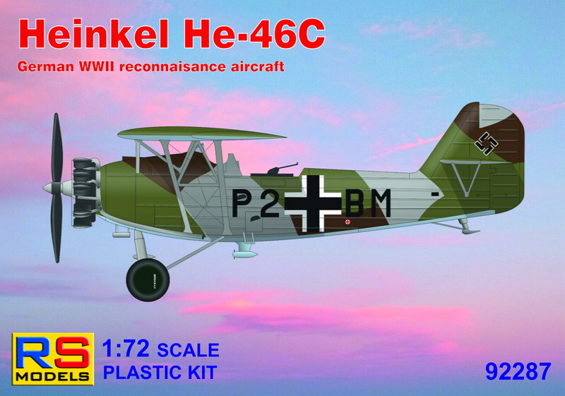 Пластикова модель 1/72 RS models 92287 німецький літак біплан Heinkel He-46C