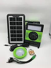 Акумуляторний ліхтар з вентилятором GD-8070 Solar PowerBank сонячна батарея + виносна лампа YU227