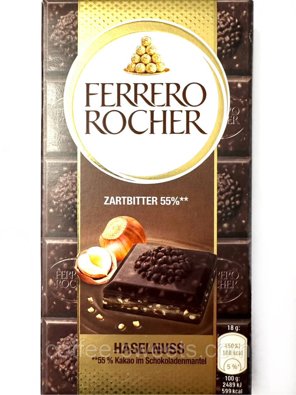 Шоколад чорний із Фундуком Ferrero Rocher Zartbitter 55% Haselnuss 90 г.