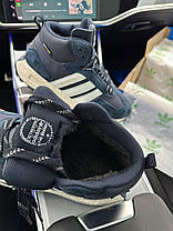 Чоловічі зимові кросівки Adidas Retropy E5 Navy White Fur winter Адідас Ретропі сині замшеві з хутром зима, фото 3