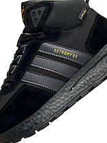 Зимові чоловічі кросівки Adidas Retropy E5 total black Fur winter Адідас Ретропі чорні замшеві з хутром зима, фото 5
