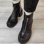 Жіночі шкіряні зимові черевики на платформі, фото 2