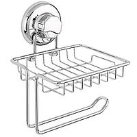 Тримач туалетного паперу з полицею на вакуумних присосках Hasko NEW HA-73158S-CHR