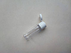 16 - 17 мл ПЕТ флакон прозорий круглий з кришкою фліп-топ білого кольору пластмасовий, пластиковий