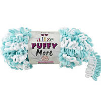 Alize Puffy More, цвет Бело-бирюзовый №6269