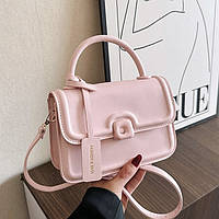 Женская классическая сумка 8747 кросс-боди на ремешке через плечо розовая