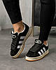 Жіночі кросівки Adidas Campus Black White Чорні з білим Кеди Адідас Кампус натуральний замш демісезон В'єтнам, фото 5
