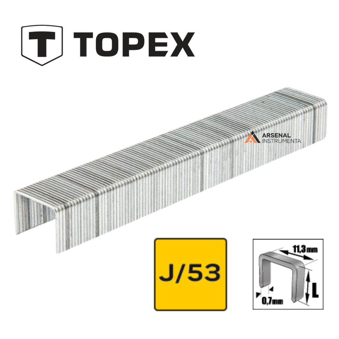 Скоби 10 мм х 11.3 мм 1000 шт. тип J/53 Topex 41E310