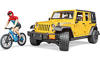 Игрушка Bruder джип Jeep Rubicon с фигуркой велосипедиста на горном байке 02543 уценка