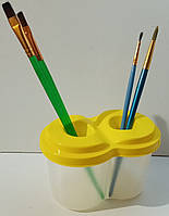 Стакан-непроливайка на 2 відділення для малювання / Склянка-непроливайка подвійна / жовта