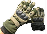 Зимние тактические перчатки, оливы, теплые на флисе D3-PMR-PRCT. Размер: L и XL