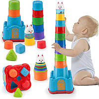 Детская развивающая игрушка пирамидка- сортер, погремушка для детей от 1 года / Детский игровой набор