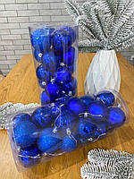 Набір новорічних іграшок (24 шт). Куля 6 см. Колір синій