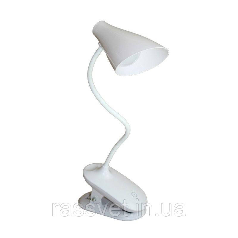 LED світильник настільний Білий з акумулятором і кріпленням, фото 1