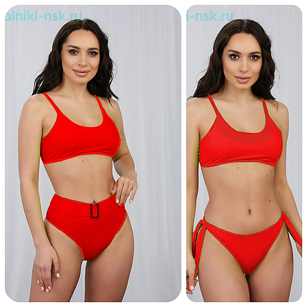 Купальник раздельный с двумя плавками Samegame 9656 Иванна красный (В НАЛИЧИИ ТОЛЬКО 44 46 48 50 52 УКР, фото 1