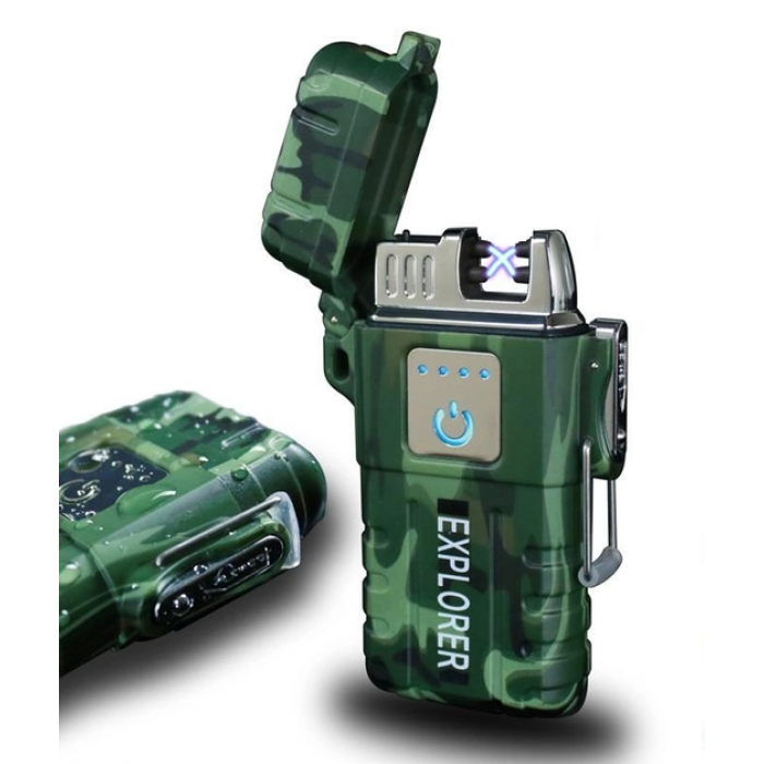 Електроімпульсна запальничка JL317 Explorer дугова usb запальничка спідниця КАМУФЛЯЖ, фото 1