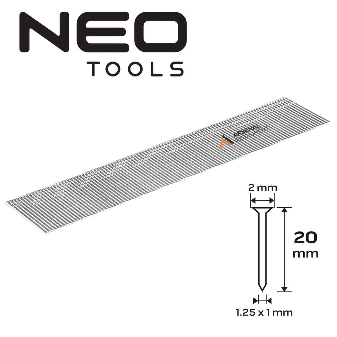 Цвяхи для пневматичного степлера 20 мм тип 300 (F) уп. 4000 шт. NEO 14-652, фото 1