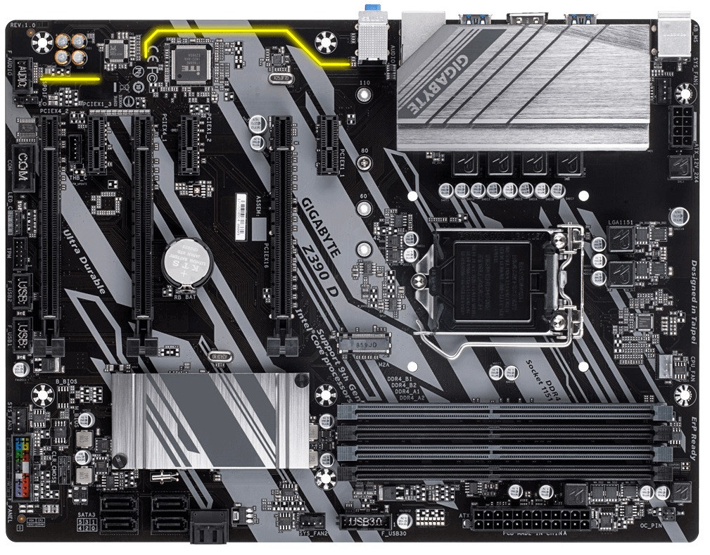 Материнська плата Gigabyte Z390 D (s1151, Intel Z390, PCI-Ex16) OEM Bulk