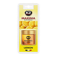 Ароматизатор для салона авто K2 Maxima лимон с гелевым наполнителем в стеклянной банке 50 мл